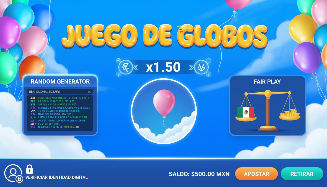 Interfaz de juego con generador RNG, multiplicador creciente, bandera mexicana y usuario verificándose